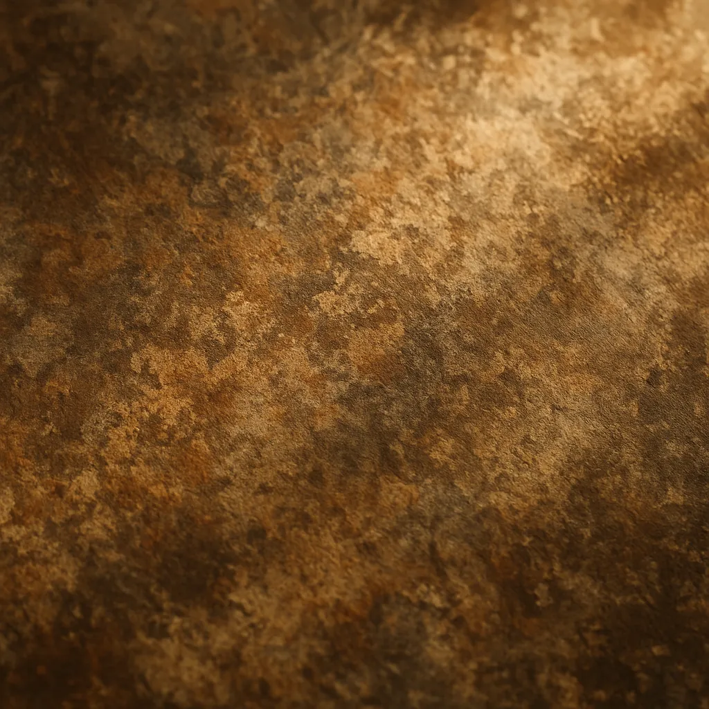 Texture close-up of a rough, mottled, aged metal surface showing the patina of age.